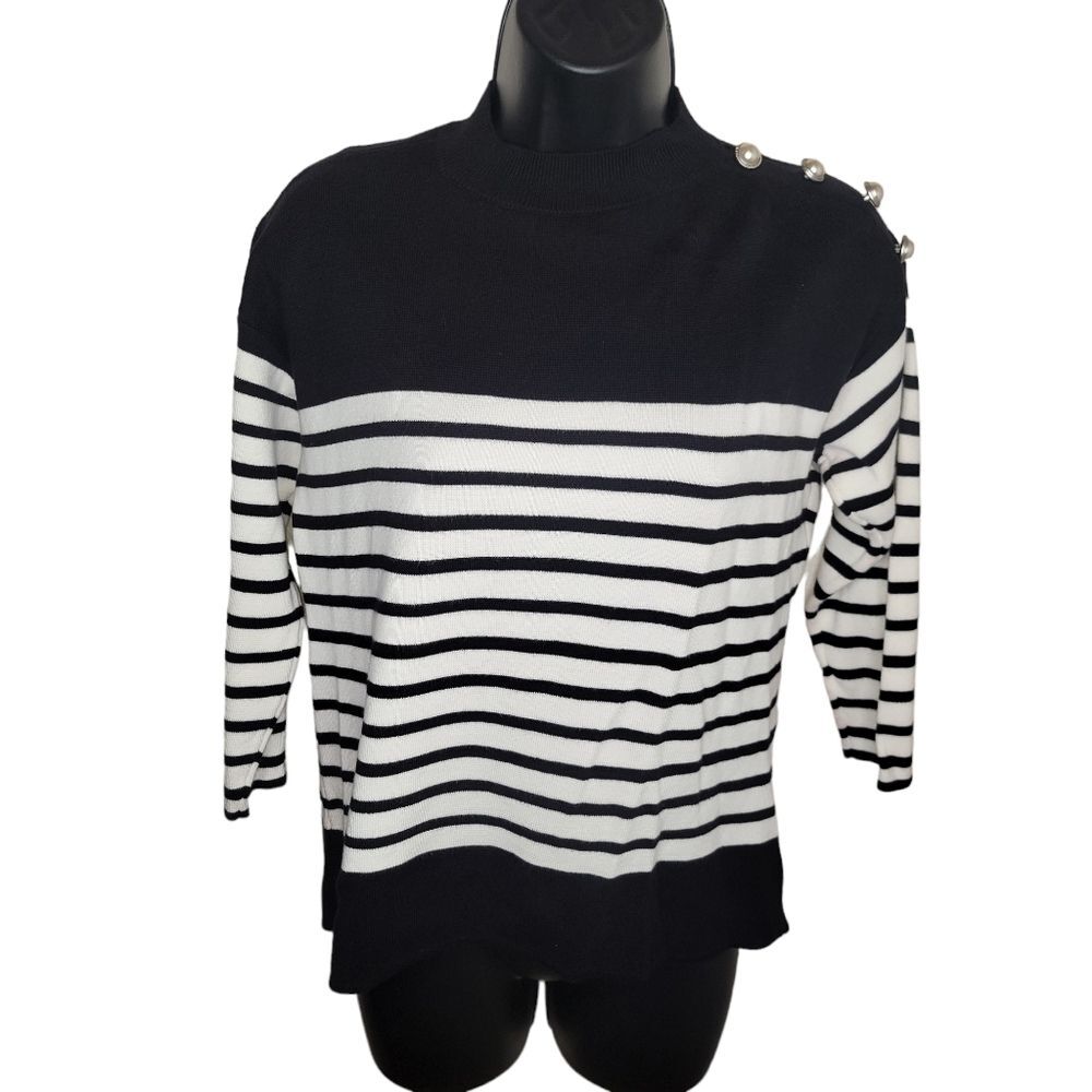 Talbots striped button shoulder sweater size SP